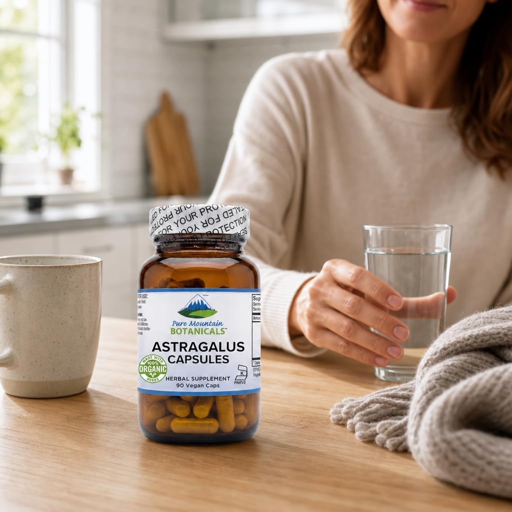 Étiquette des capsules d'Astragalus Pure Mountain Botanicals