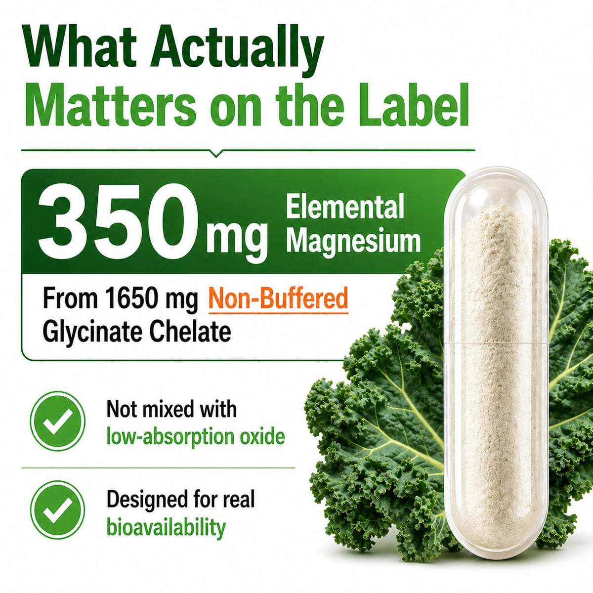 Étiquette des capsules de glycinate de magnésium pur HCL HERBAL CODE LABS