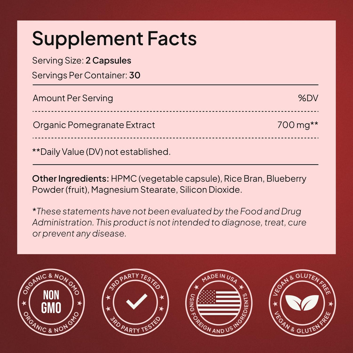 Étiquette des capsules de grenade bio Alevia 700mg