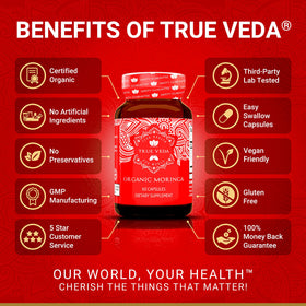 Étiquette des capsules de Moringa Bio True Veda