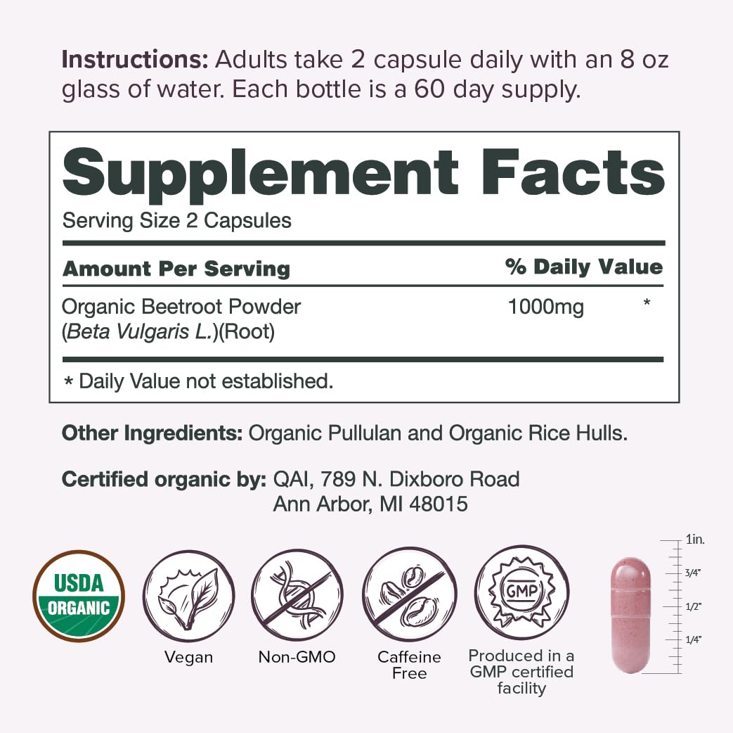 Étiquette des capsules de racine de betterave bio Sur