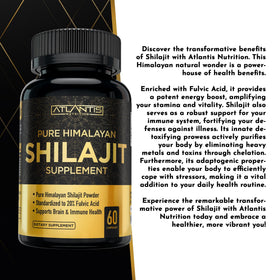 Étiquette des capsules de Shilajit Himalayen Atlantis Nutrition