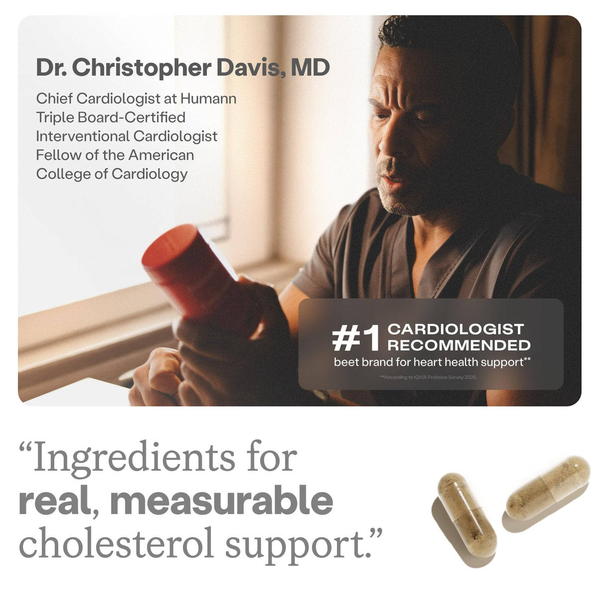 Étiquette des capsules HumanN Cholesterol Health avec ingrédients