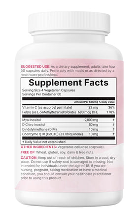 Étiquette des capsules Myo-Inositol & D-Chiro Inositol