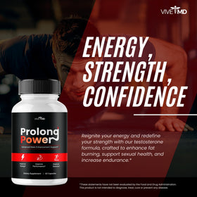 Étiquette des capsules Prolong Power Wellnessesity avec spécifications