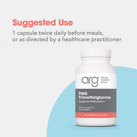 Étiquette des capsules TMG 750 mg Allergy Research Group