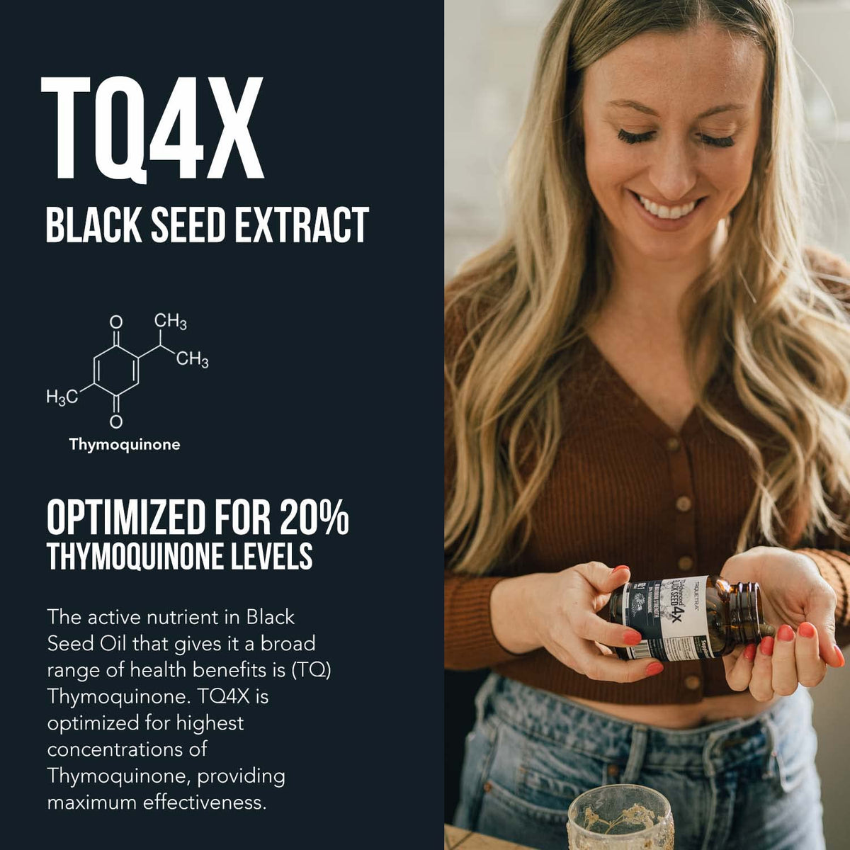 Étiquette des capsules TQ-Advanced 4X montrant les ingrédients