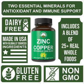 Étiquette des compléments alimentaires Zinc et Cuivre Peak Performance