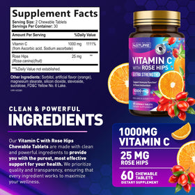 Étiquette des comprimés à mâcher Vitamine C Built by Nature