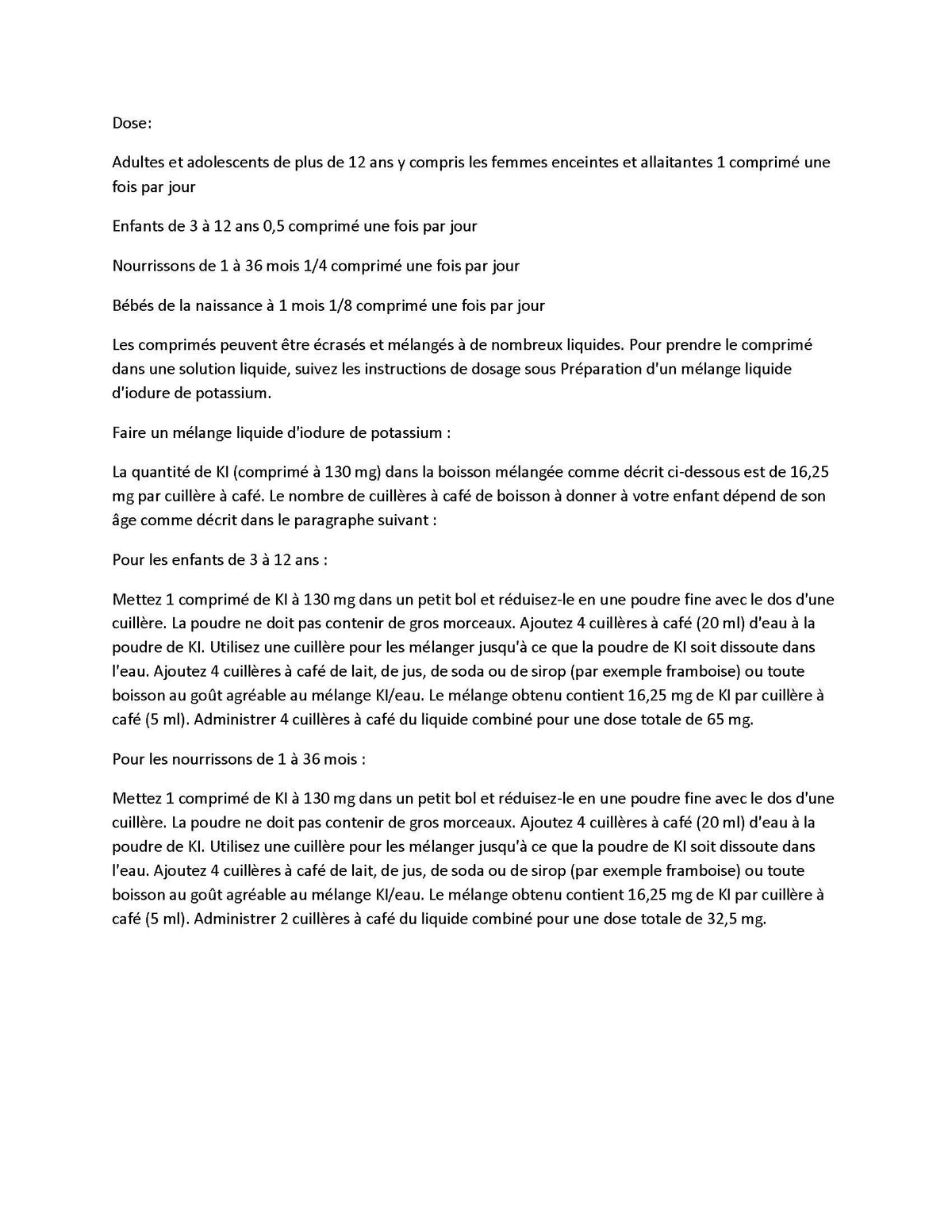 Étiquette des comprimés d'iode potassium iOSAT avec informations