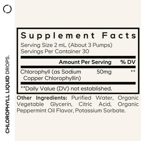 Étiquette des gouttes de chlorophylle saveur menthe bio Codeage
