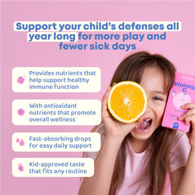 Étiquette des gouttes de vitamine C JoySpring avec ingrédients