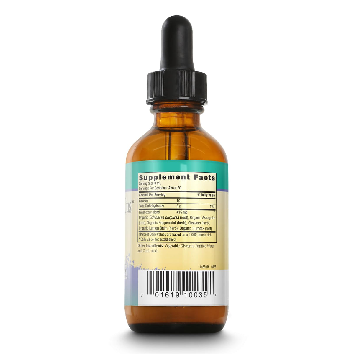 Étiquette des gouttes Echinacea pour enfants avec ingrédients