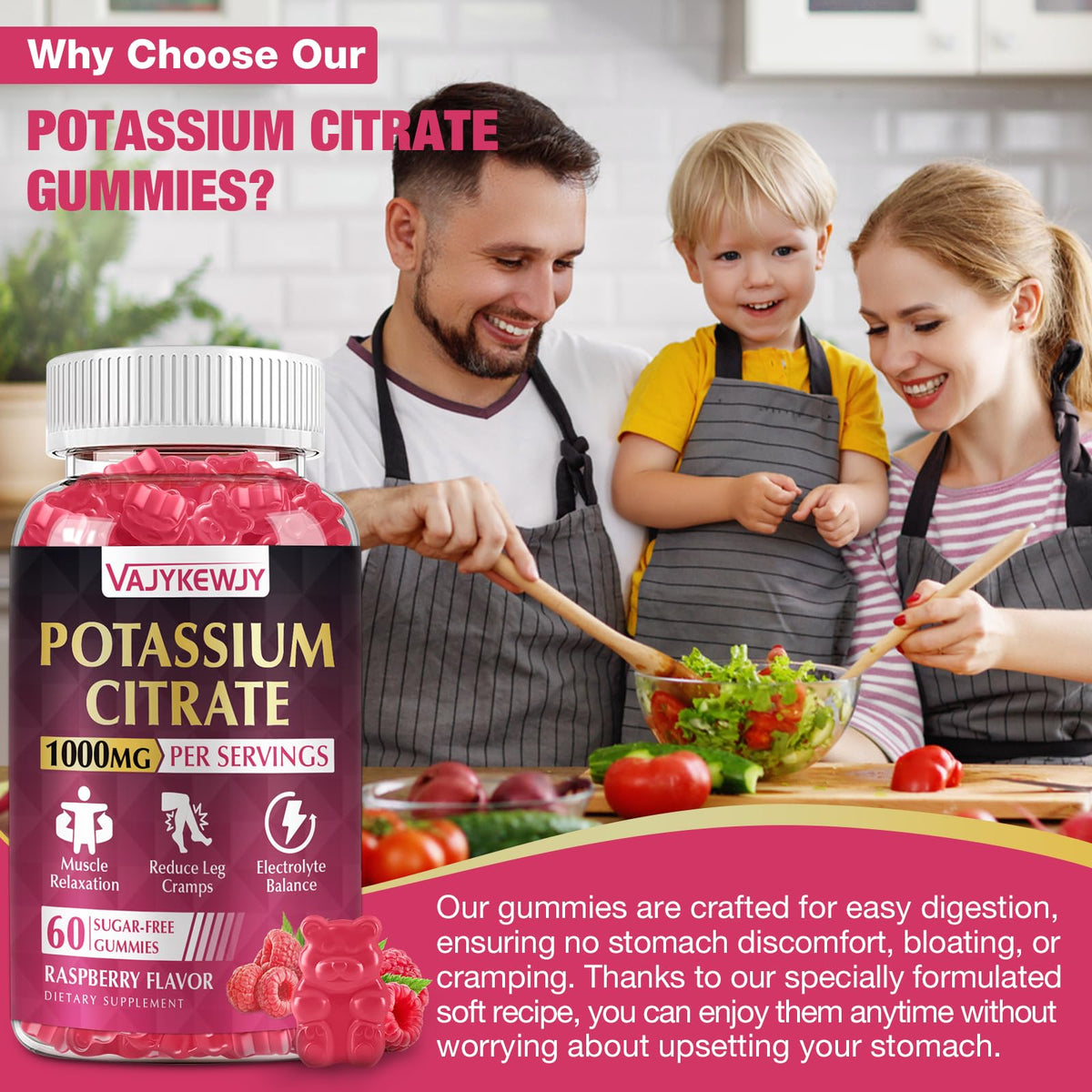 Étiquette des gummies de citrate de potassium VAJYKEWJY