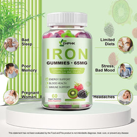 Étiquette des Gummies de Fer ZHPHK sur le pot