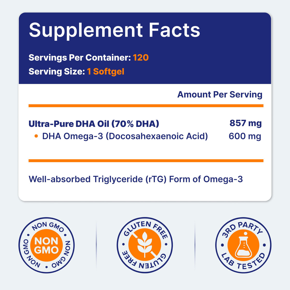 Étiquette des ingrédients d'OmegaVia DHA 600