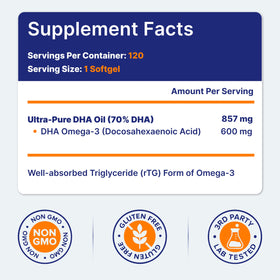 Étiquette des ingrédients d'OmegaVia DHA 600