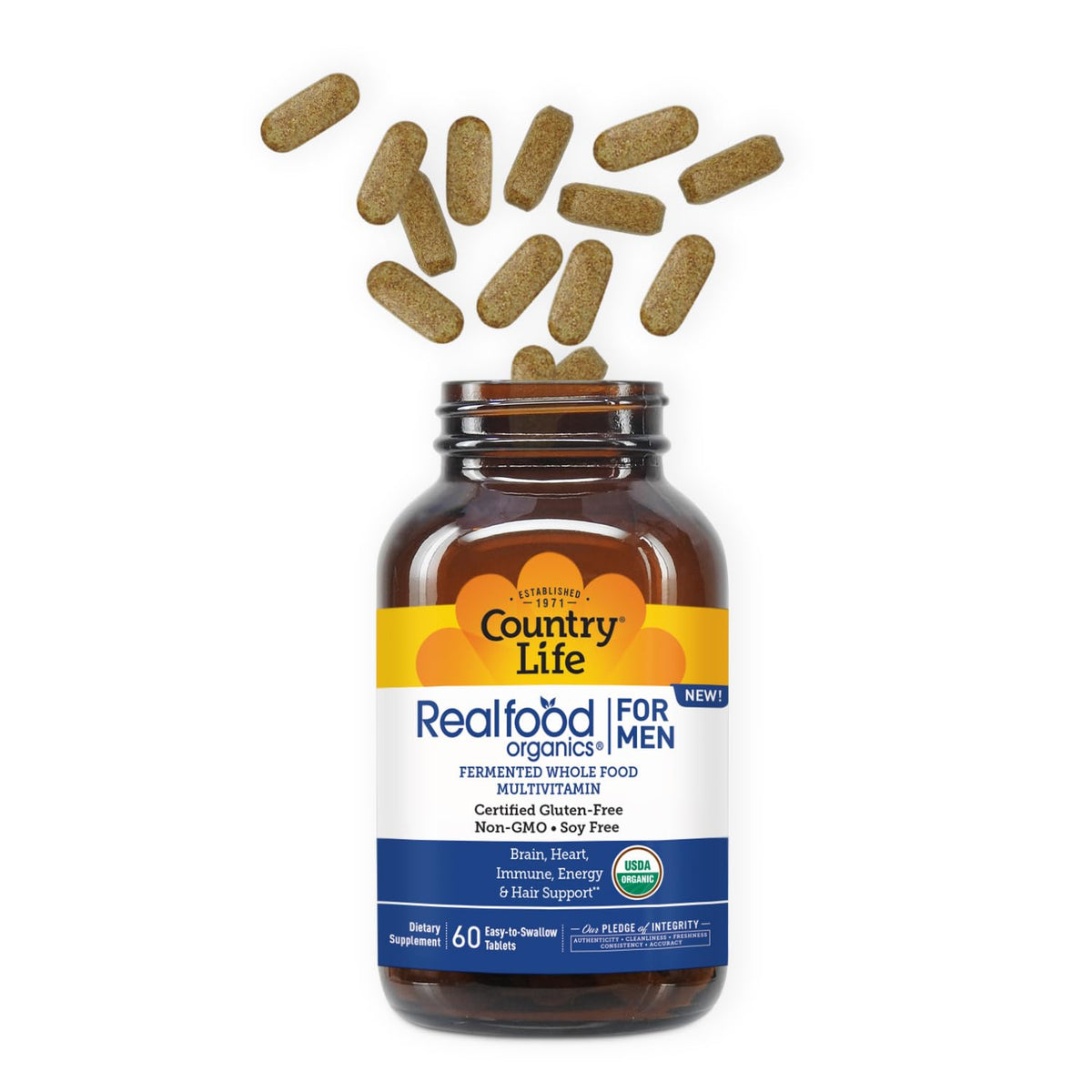 Étiquette des ingrédients de Country Life Multivitamines Organiques pour Hommes