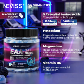 Étiquette des ingrédients des gummies EAA de NEVISS