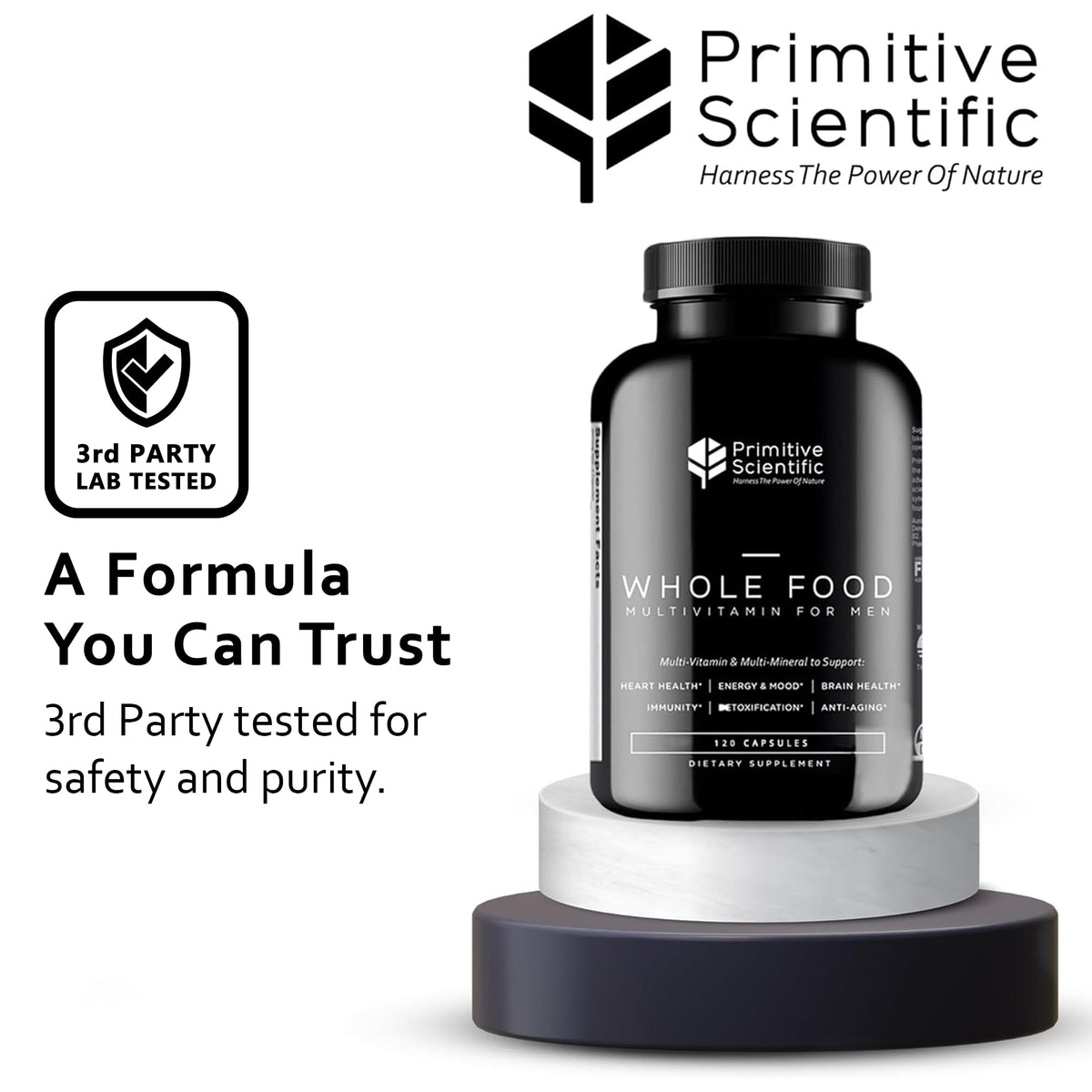 Étiquette des multivitamines entières pour hommes, Primitive Scientific