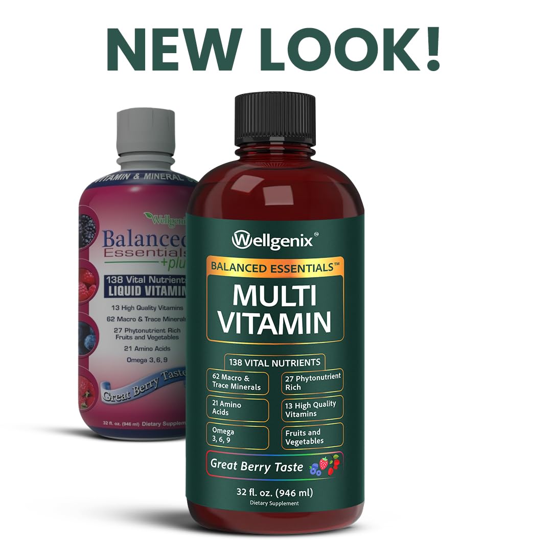 Étiquette des Multivitamines Liquides Wellgenix montrant les nutriments