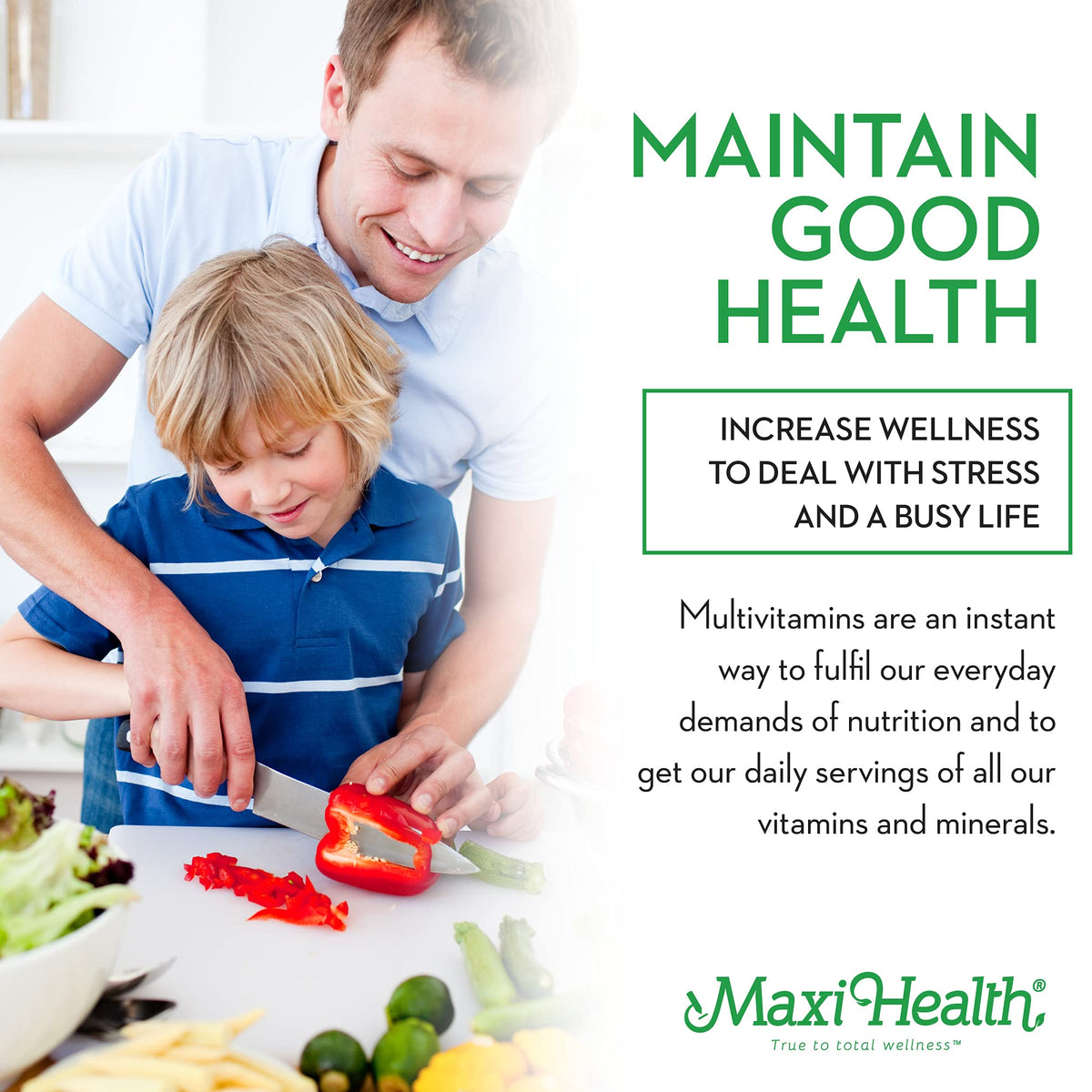 Étiquette des multivitamines Maxi Health Kids, informations nutritionnelles