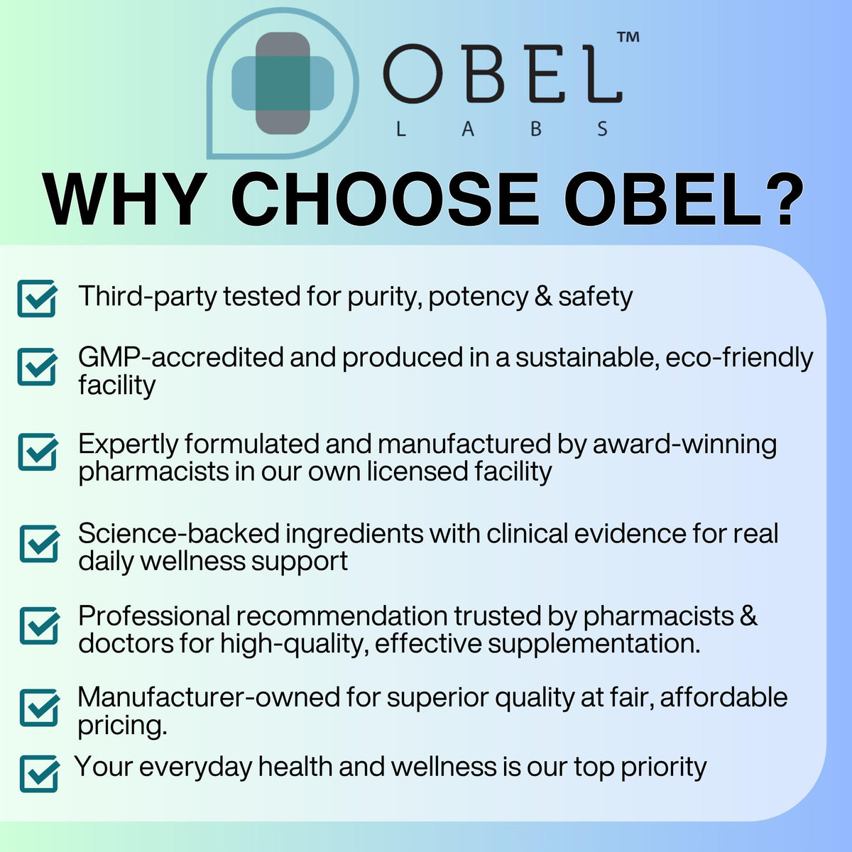 Étiquette des multivitamines obel Daily avec ingrédients listés
