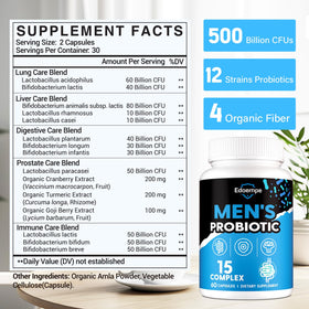 Étiquette des probiotiques Edoempe avec ingrédients et dosage