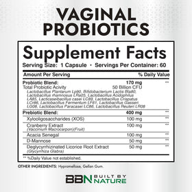 Étiquette des Probiotiques Vaginales Built by Nature