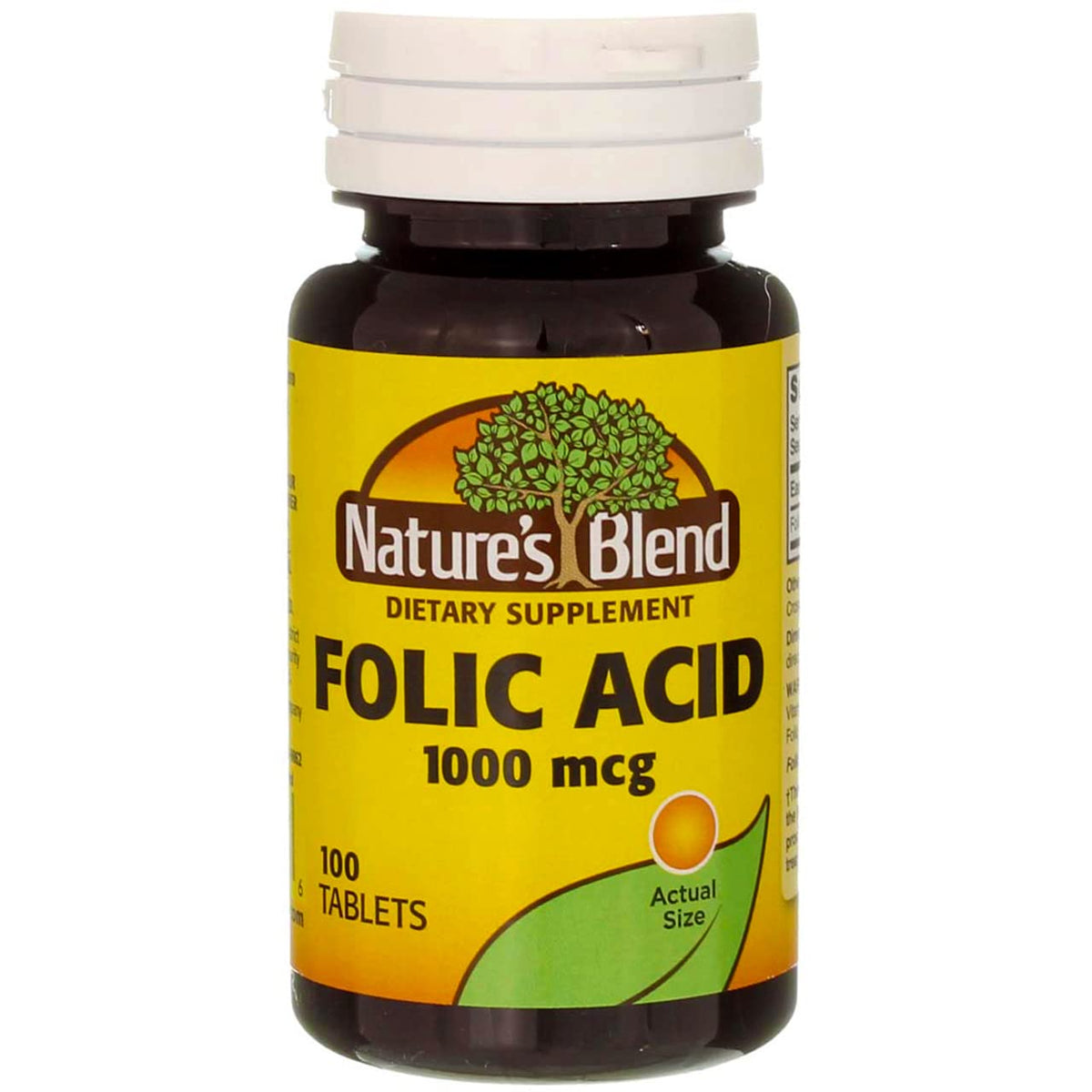 Étiquette des tablettes d'acide folique Nature's Blend