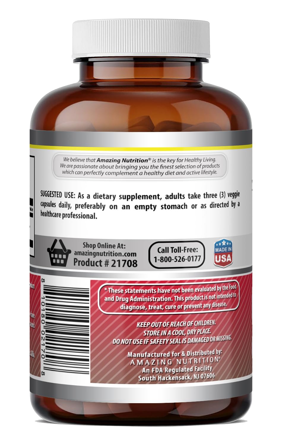 Étiquette détaillant les ingrédients d'Acétyl-L-Carnitine