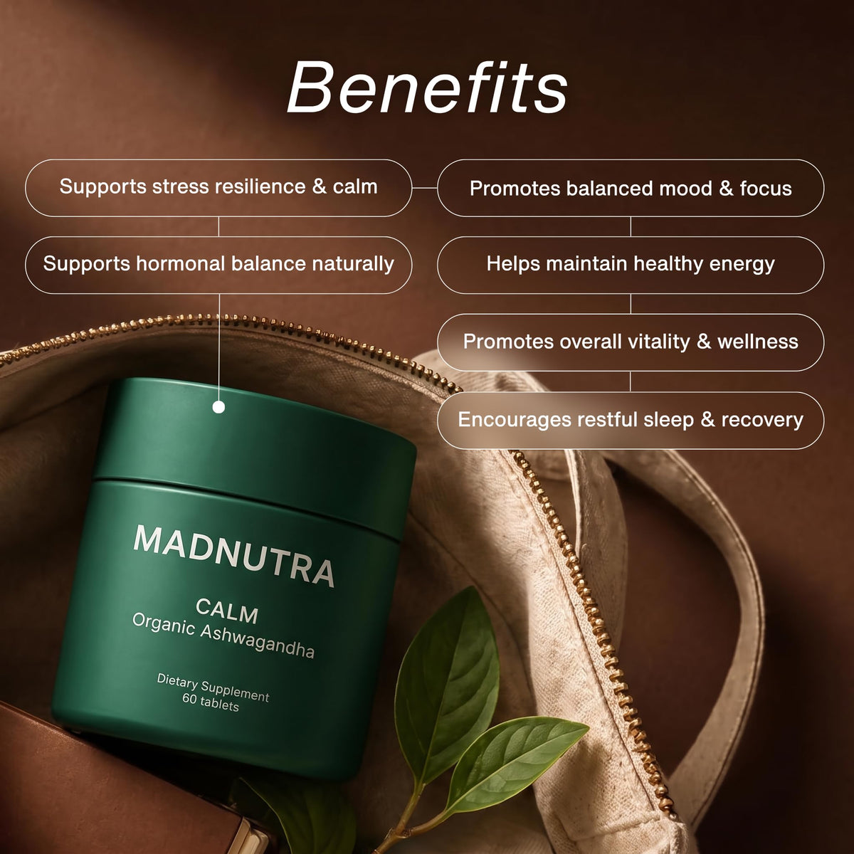 Étiquette détaillée de MadNutra Ashwagandha 675mg