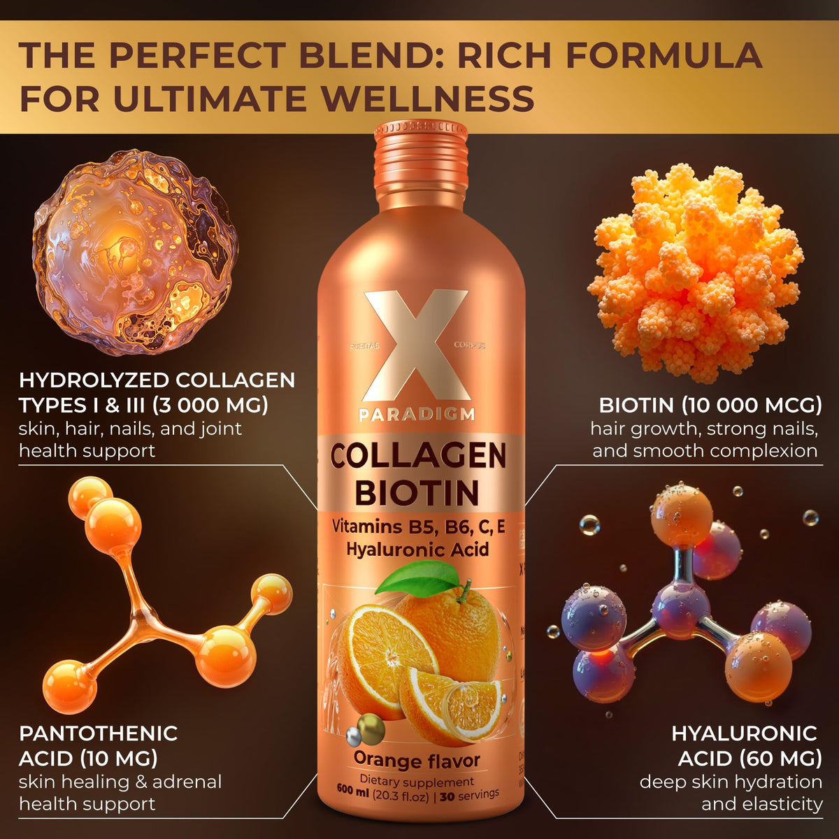 Étiquette du collagène liquide XParadigm avec ingrédients