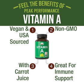 Étiquette du complément alimentaire Vitamine A 5000 UI Peak Performance