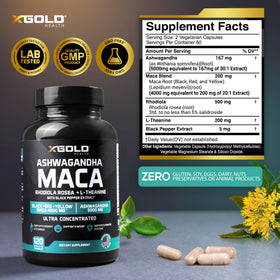 Étiquette du complément alimentaire X Gold Health avec ingrédients clés