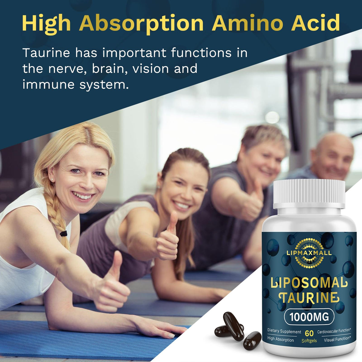 Étiquette du complément de taurine liposomale lipmaxmall