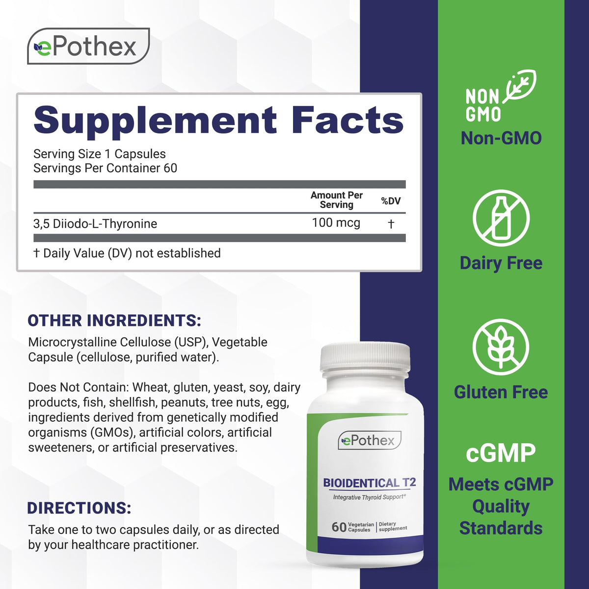 Étiquette du complément EPOTHEX Bioidentical T2