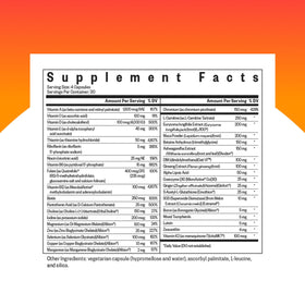 Étiquette du complément multivitaminé Optimal Man, détails des ingrédients