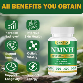 Étiquette du complément NMNH Liposomal 1850mg GHKALQ