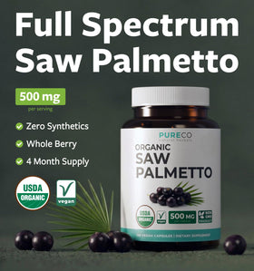 Étiquette du complément Saw Palmetto Bio de PURE CO