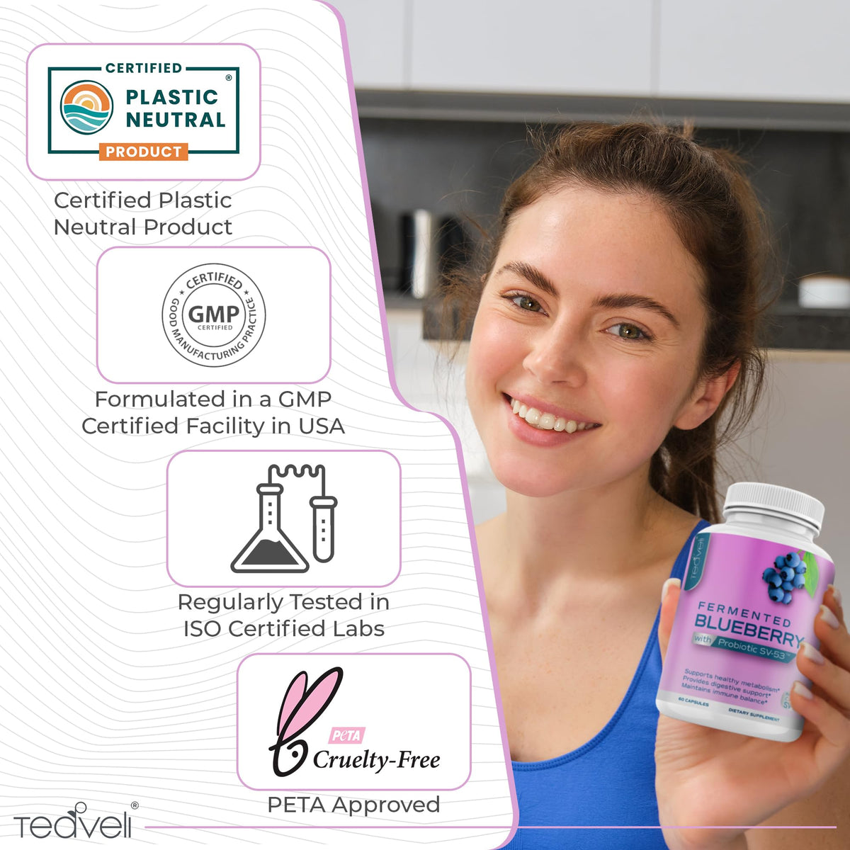 Étiquette du complément Teaveli myrtille 1000 mg