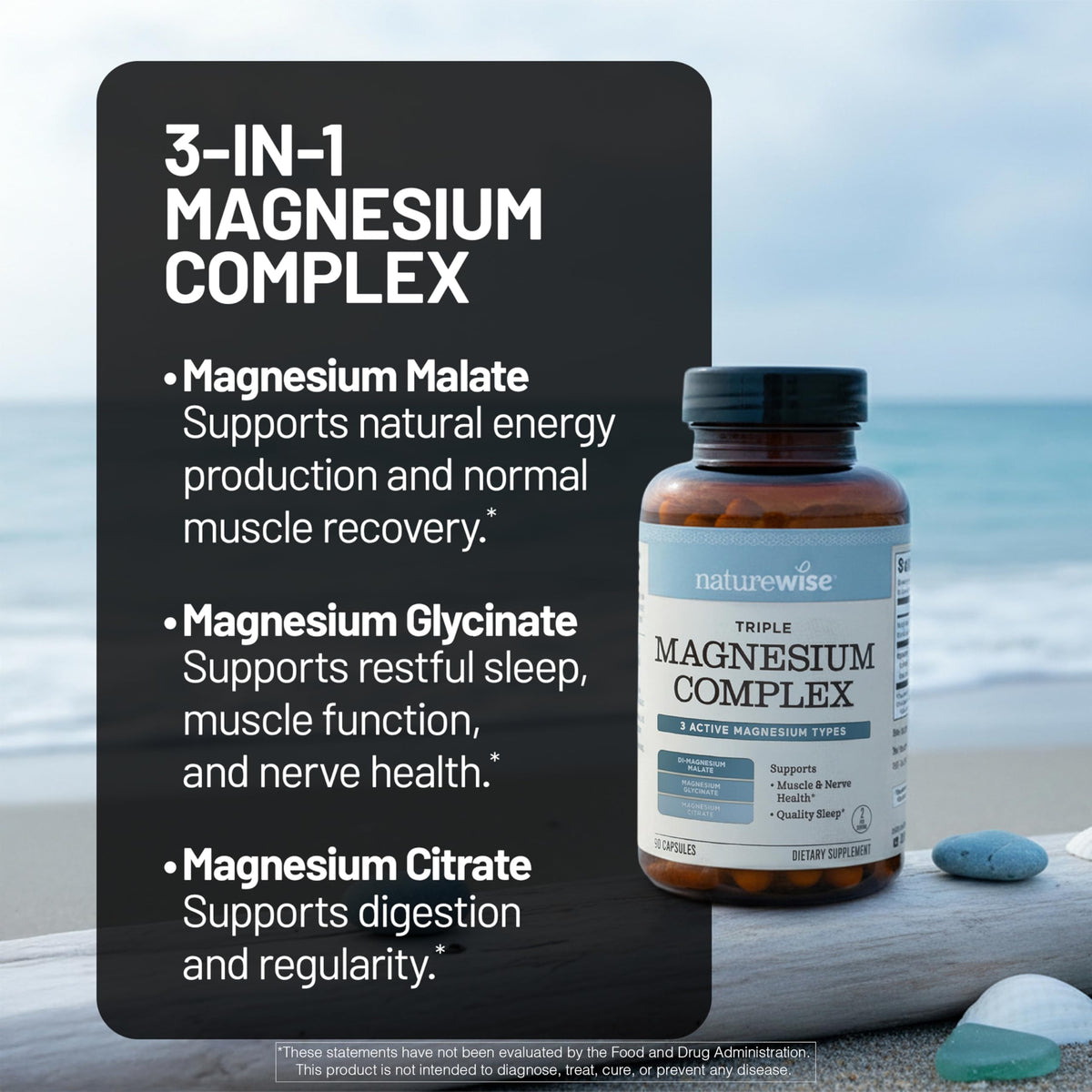 Étiquette du Complexe de Magnésium Triples NatureWise, informations nutritionnelles