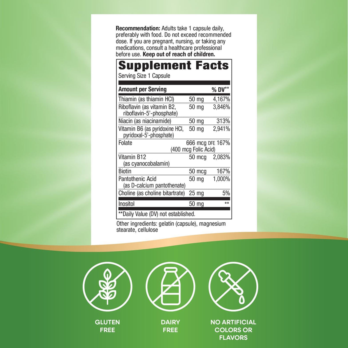 Étiquette du Complexe de Vitamines B-50 Nature's Way