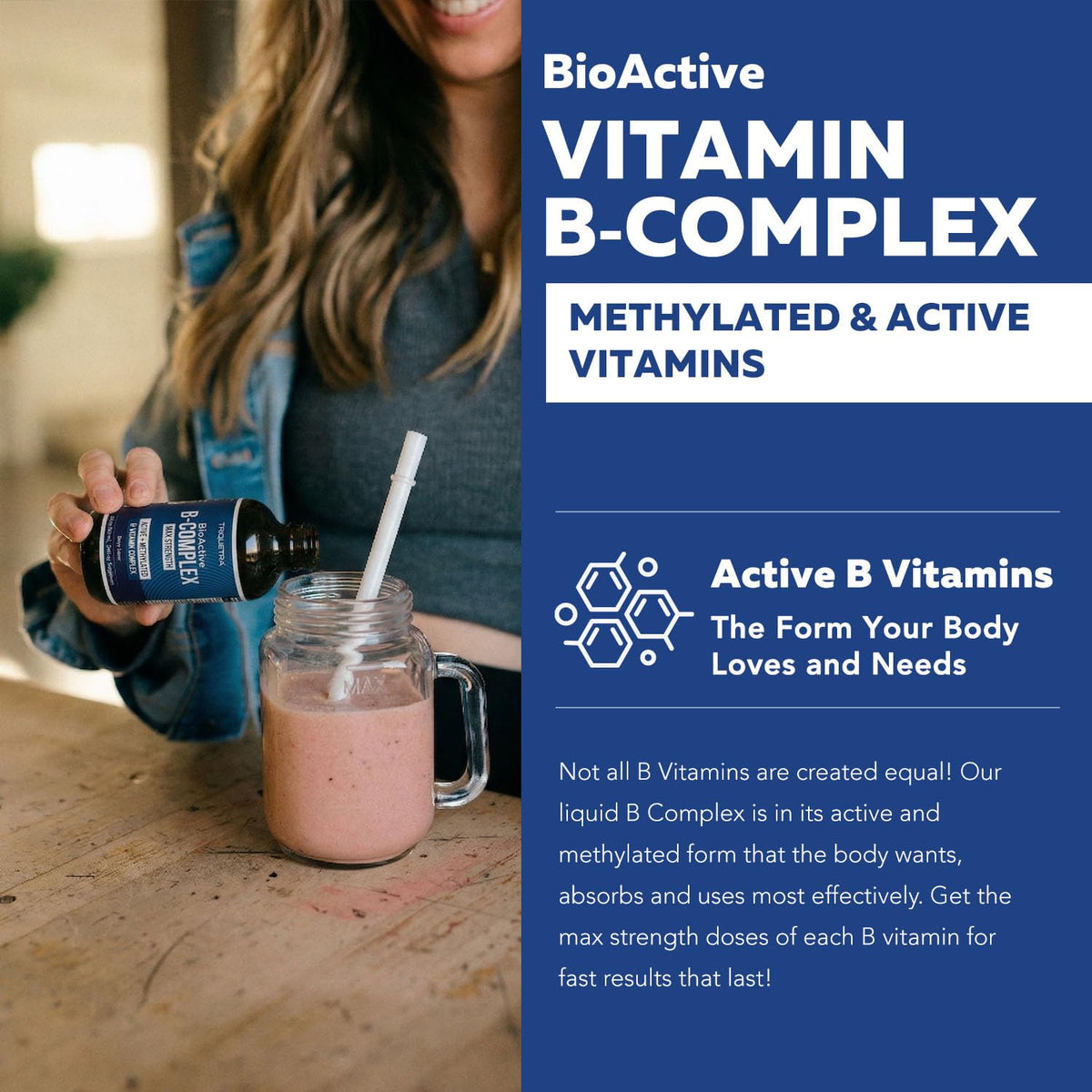 Étiquette du complexe de vitamines B methylé Triquetra Health