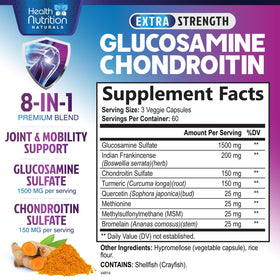Étiquette du complexe Glucosamine Chondroïtine 2100mg avec dosage