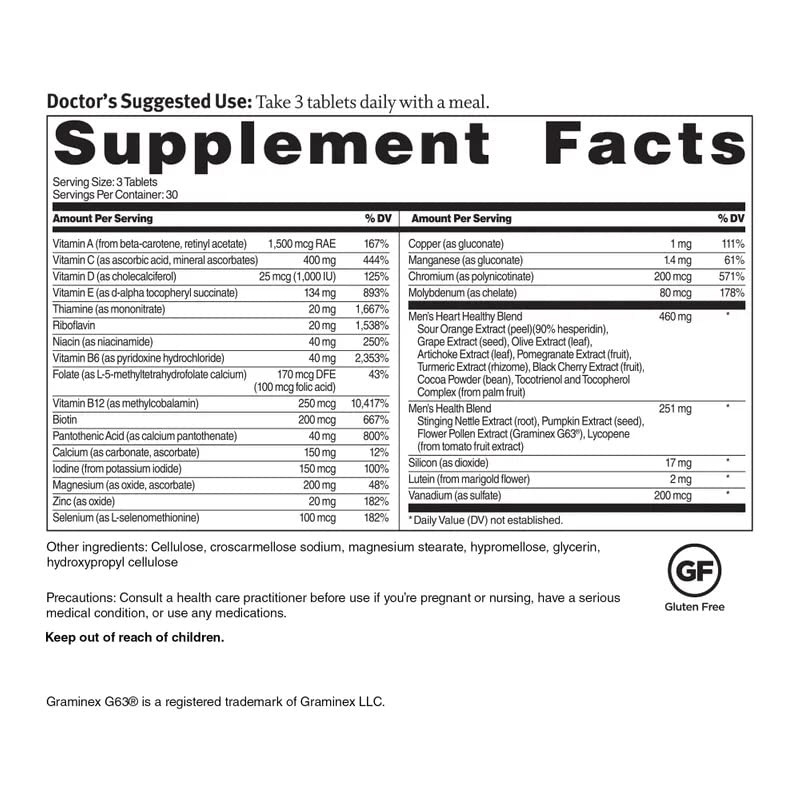 Étiquette du Dr. Sinatra Multivitamine Cardio pour Hommes