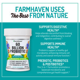 Étiquette du FarmHaven Probiotique 60B CFU