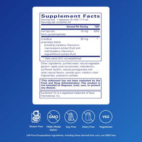 Étiquette du Fer Liquide Pure Encapsulations avec ingrédients