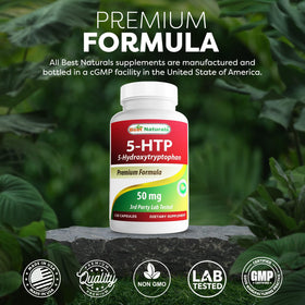 Étiquette du flacon Best Naturals 5-HTP 50 mg
