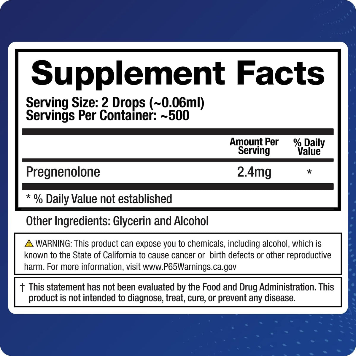 Étiquette du flacon BioMatrix Pregnénolone 30 ml